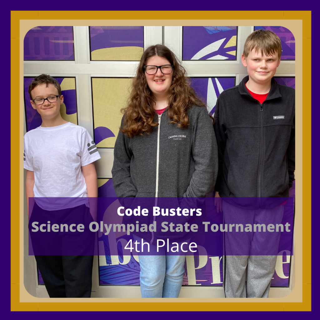 Science Olympiad Students in 4th place for Code Busters