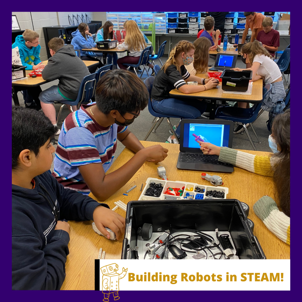 Students are actively engaged in building their robot in STEAM class! 