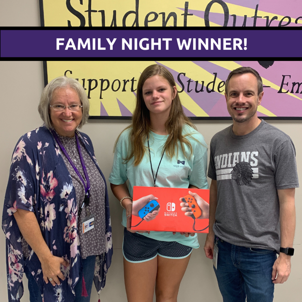 Congrats to Mackensie Sullens, she won the drawing for a Nintendo switch by participating in family night!